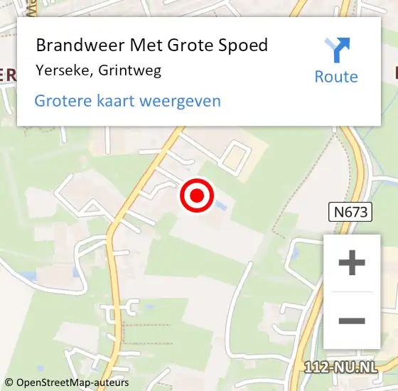 Locatie op kaart van de 112 melding: Brandweer Met Grote Spoed Naar Yerseke, Grintweg op 16 mei 2022 20:51