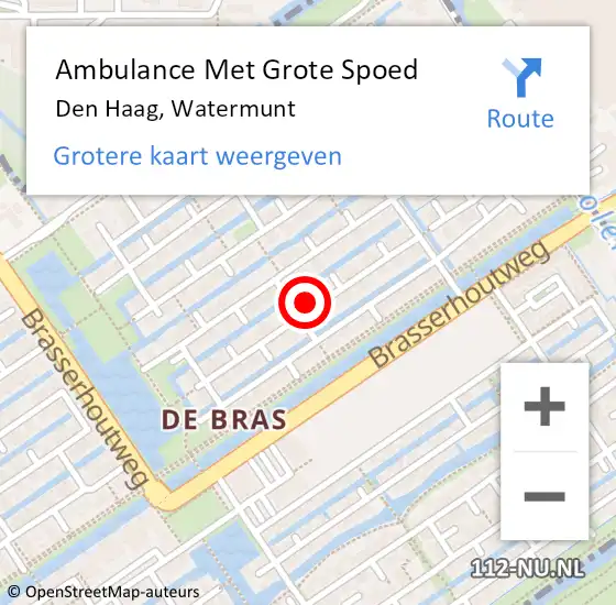 Locatie op kaart van de 112 melding: Ambulance Met Grote Spoed Naar Den Haag, Watermunt op 16 mei 2022 20:55