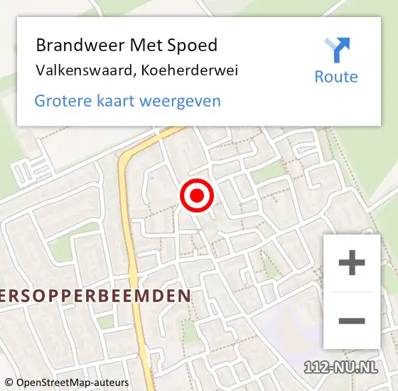 Locatie op kaart van de 112 melding: Brandweer Met Spoed Naar Valkenswaard, Koeherderwei op 16 mei 2022 21:38