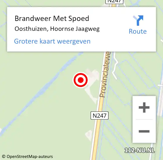 Locatie op kaart van de 112 melding: Brandweer Met Spoed Naar Oosthuizen, Hoornse Jaagweg op 16 mei 2022 21:46