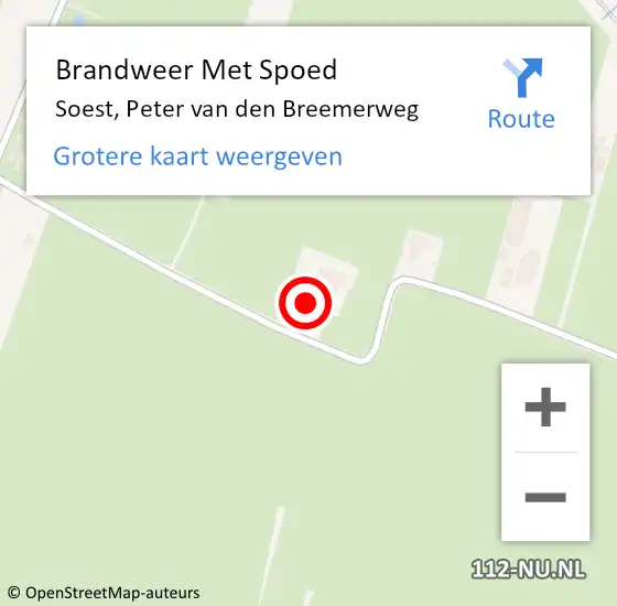 Locatie op kaart van de 112 melding: Brandweer Met Spoed Naar Soest, Peter van den Breemerweg op 16 mei 2022 21:55