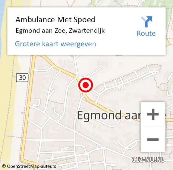 Locatie op kaart van de 112 melding: Ambulance Met Spoed Naar Egmond aan Zee, Zwartendijk op 16 mei 2022 22:05