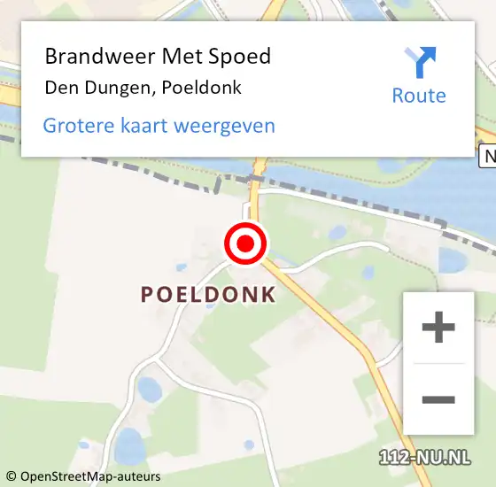 Locatie op kaart van de 112 melding: Brandweer Met Spoed Naar Den Dungen, Poeldonk op 16 mei 2022 22:58