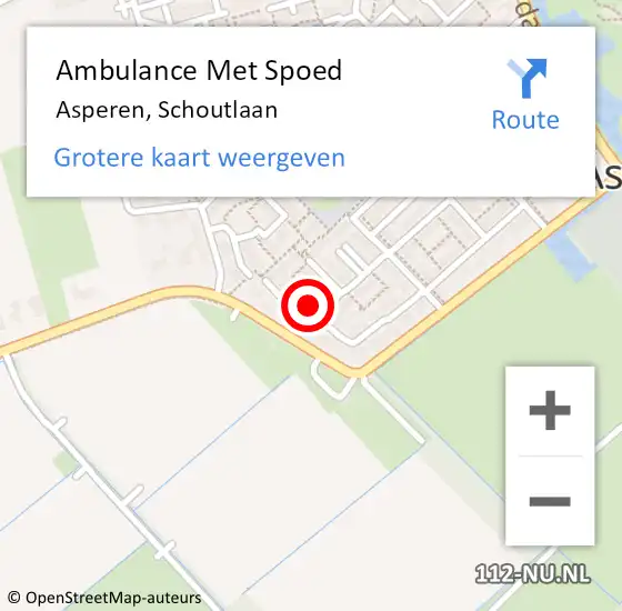 Locatie op kaart van de 112 melding: Ambulance Met Spoed Naar Asperen, Schoutlaan op 16 mei 2022 23:07