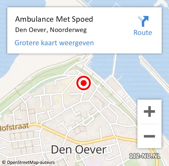 Locatie op kaart van de 112 melding: Ambulance Met Spoed Naar Den Oever, Noorderweg op 16 mei 2022 23:30