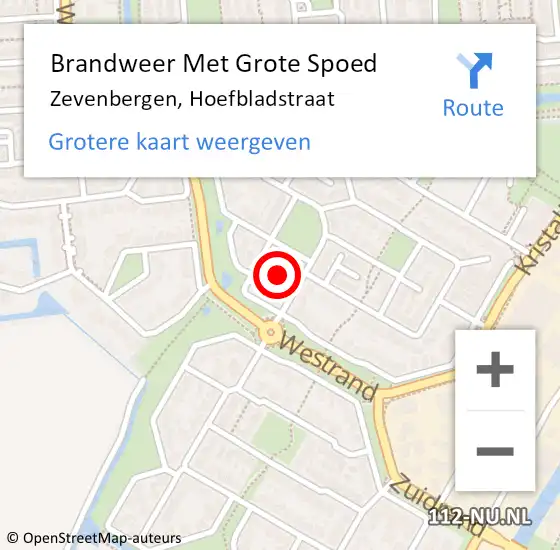 Locatie op kaart van de 112 melding: Brandweer Met Grote Spoed Naar Zevenbergen, Hoefbladstraat op 16 mei 2022 23:39