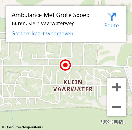 Locatie op kaart van de 112 melding: Ambulance Met Grote Spoed Naar Buren, Klein Vaarwaterweg op 17 juli 2014 14:41