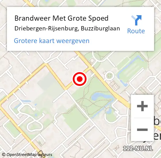 Locatie op kaart van de 112 melding: Brandweer Met Grote Spoed Naar Driebergen-Rijsenburg, Buzziburglaan op 17 mei 2022 00:31