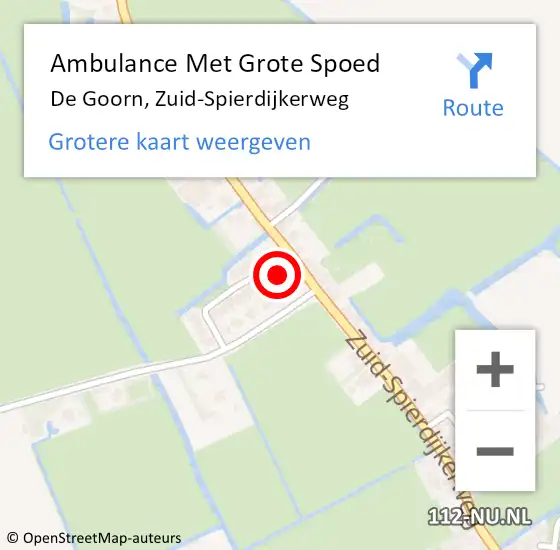 Locatie op kaart van de 112 melding: Ambulance Met Grote Spoed Naar De Goorn, Zuid-Spierdijkerweg op 17 mei 2022 00:55