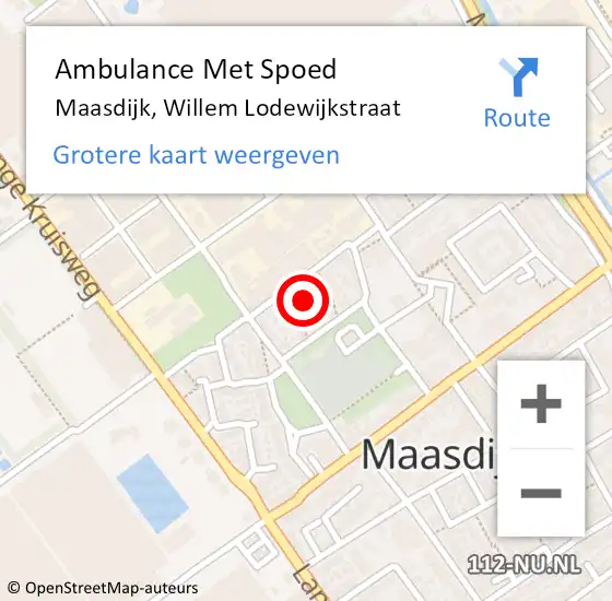 Locatie op kaart van de 112 melding: Ambulance Met Spoed Naar Maasdijk, Willem Lodewijkstraat op 17 mei 2022 01:00