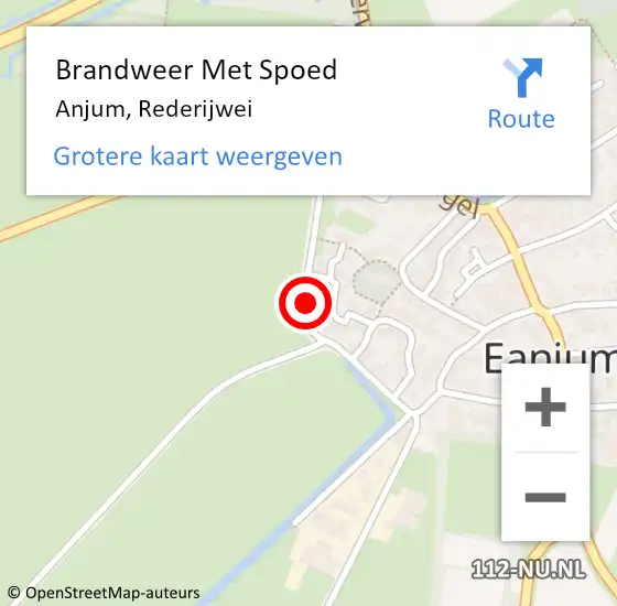 Locatie op kaart van de 112 melding: Brandweer Met Spoed Naar Anjum, Rederijwei op 17 mei 2022 01:35