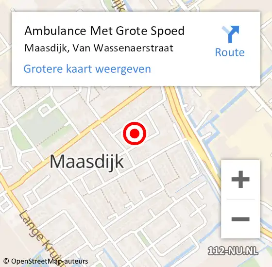 Locatie op kaart van de 112 melding: Ambulance Met Grote Spoed Naar Maasdijk, Van Wassenaerstraat op 17 juli 2014 14:47