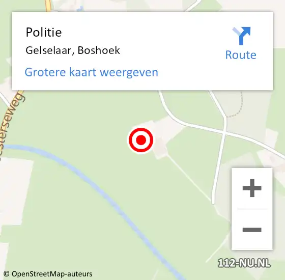 Locatie op kaart van de 112 melding: Politie Gelselaar, Boshoek op 17 mei 2022 02:53
