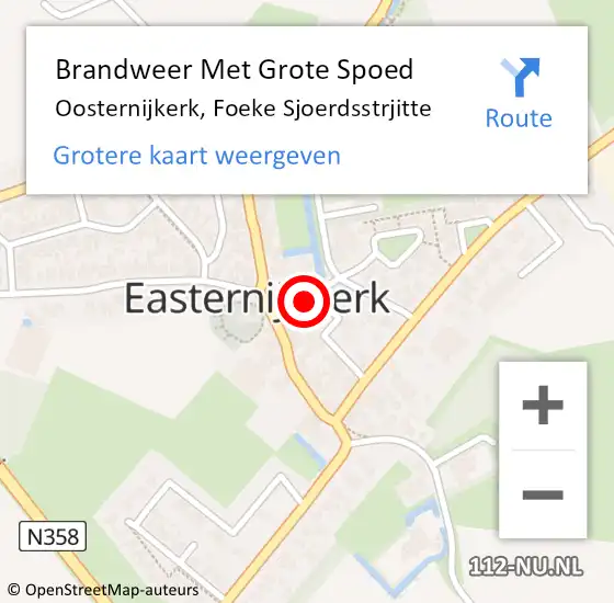 Locatie op kaart van de 112 melding: Brandweer Met Grote Spoed Naar Oosternijkerk, Foeke Sjoerdsstrjitte op 17 mei 2022 03:15
