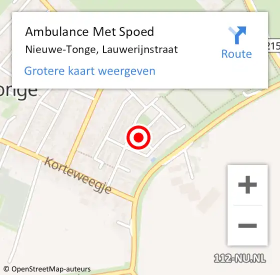 Locatie op kaart van de 112 melding: Ambulance Met Spoed Naar Nieuwe-Tonge, Lauwerijnstraat op 17 mei 2022 04:34