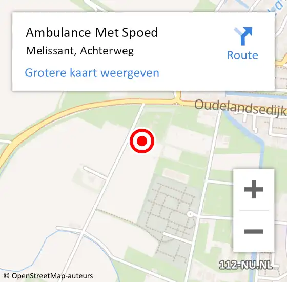 Locatie op kaart van de 112 melding: Ambulance Met Spoed Naar Melissant, Achterweg op 17 mei 2022 04:45