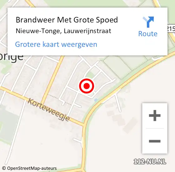 Locatie op kaart van de 112 melding: Brandweer Met Grote Spoed Naar Nieuwe-Tonge, Lauwerijnstraat op 17 mei 2022 04:47