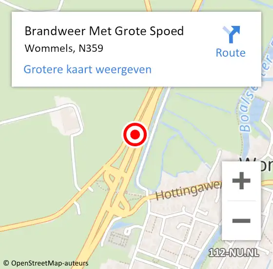 Locatie op kaart van de 112 melding: Brandweer Met Grote Spoed Naar Wommels, N359 hectometerpaal: 50,0 op 17 juli 2014 14:51