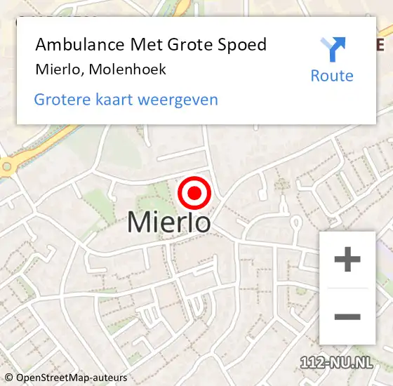 Locatie op kaart van de 112 melding: Ambulance Met Grote Spoed Naar Mierlo, Molenhoek op 17 juli 2014 14:52