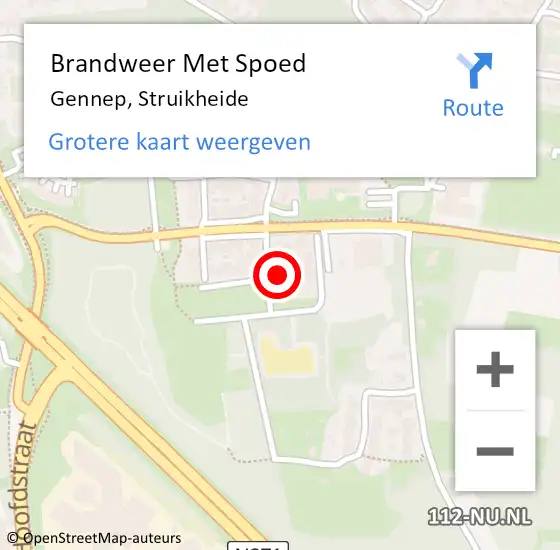 Locatie op kaart van de 112 melding: Brandweer Met Spoed Naar Gennep, Struikheide op 17 mei 2022 06:00