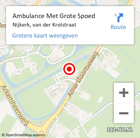 Locatie op kaart van de 112 melding: Ambulance Met Grote Spoed Naar Nijkerk, van der Krolstraat op 17 mei 2022 07:47