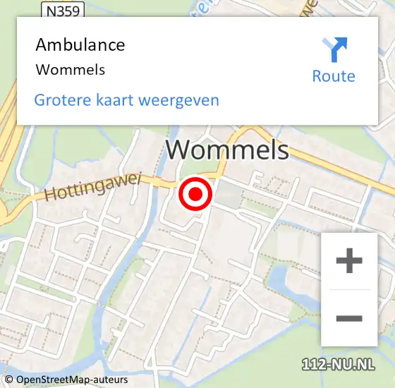 Locatie op kaart van de 112 melding: Ambulance Wommels op 17 juli 2014 14:56