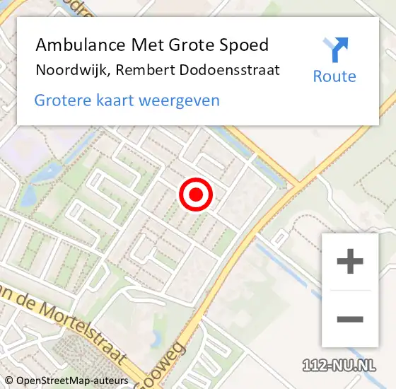 Locatie op kaart van de 112 melding: Ambulance Met Grote Spoed Naar Noordwijk, Rembert Dodoensstraat op 17 mei 2022 08:15