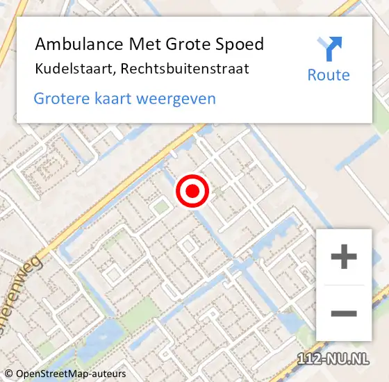 Locatie op kaart van de 112 melding: Ambulance Met Grote Spoed Naar Kudelstaart, Rechtsbuitenstraat op 17 mei 2022 08:20