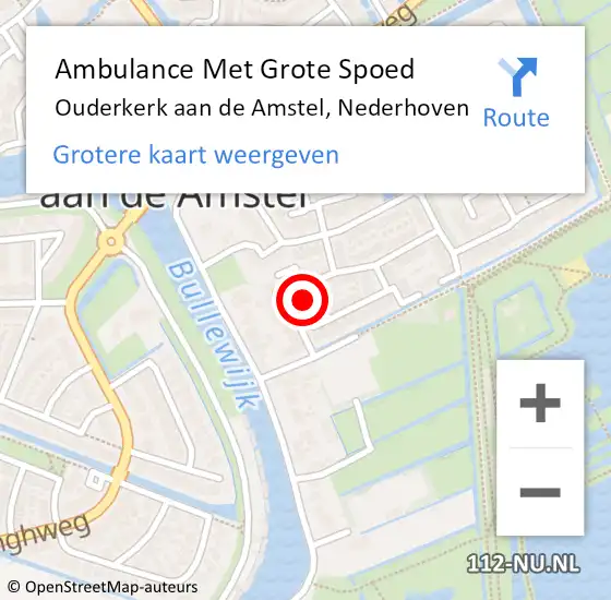 Locatie op kaart van de 112 melding: Ambulance Met Grote Spoed Naar Ouderkerk aan de Amstel, Nederhoven op 17 mei 2022 08:42