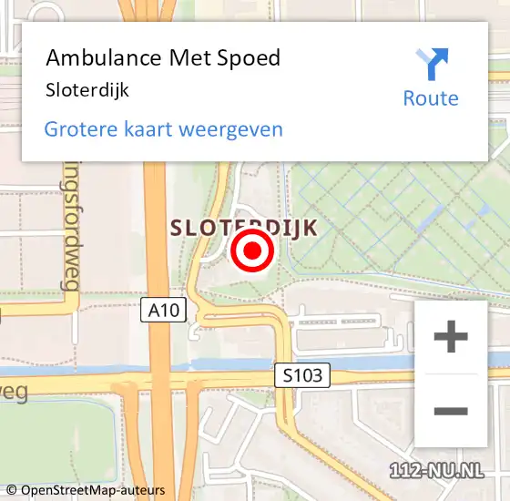 Locatie op kaart van de 112 melding: Ambulance Met Spoed Naar Sloterdijk op 17 mei 2022 08:56
