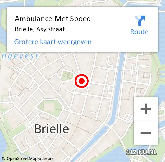 Locatie op kaart van de 112 melding: Ambulance Met Spoed Naar Brielle, Asylstraat op 17 mei 2022 09:08