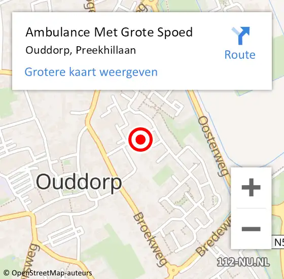 Locatie op kaart van de 112 melding: Ambulance Met Grote Spoed Naar Ouddorp, Preekhillaan op 17 mei 2022 09:11