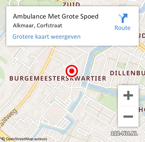 Locatie op kaart van de 112 melding: Ambulance Met Grote Spoed Naar Alkmaar, Corfstraat op 17 mei 2022 09:22