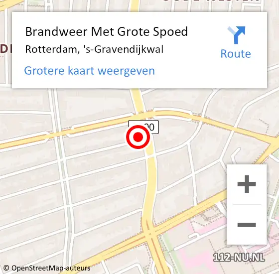 Locatie op kaart van de 112 melding: Brandweer Met Grote Spoed Naar Rotterdam, 's-Gravendijkwal op 17 mei 2022 09:25