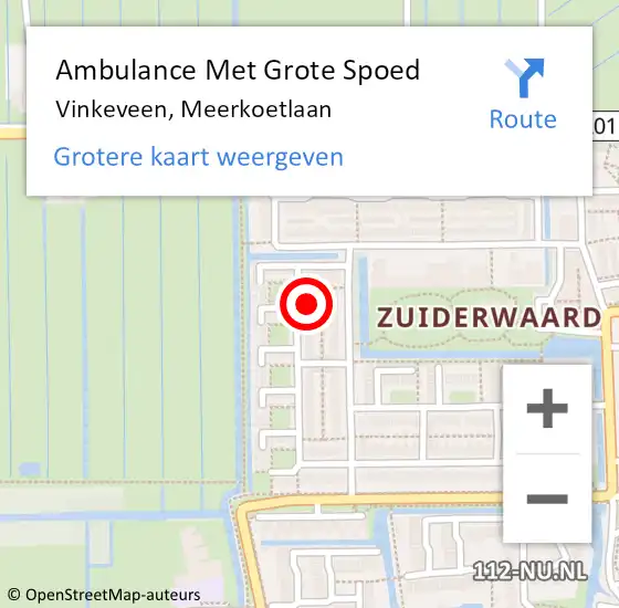 Locatie op kaart van de 112 melding: Ambulance Met Grote Spoed Naar Vinkeveen, Meerkoetlaan op 17 mei 2022 09:27