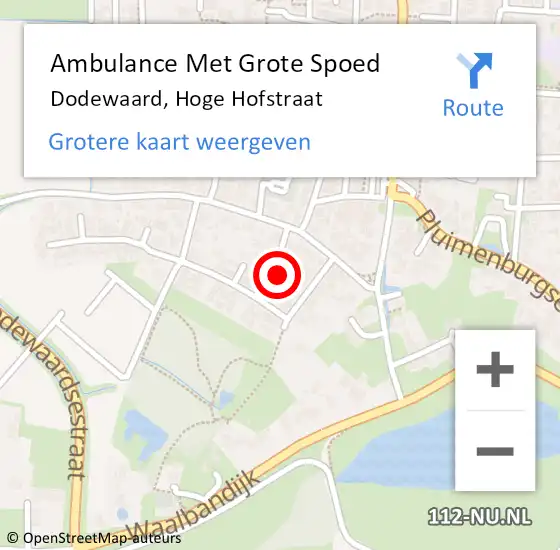 Locatie op kaart van de 112 melding: Ambulance Met Grote Spoed Naar Dodewaard, Hoge Hofstraat op 17 mei 2022 09:29