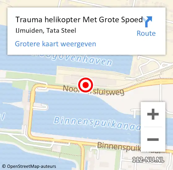 Locatie op kaart van de 112 melding: Trauma helikopter Met Grote Spoed Naar IJmuiden, Tata Steel op 17 mei 2022 09:30