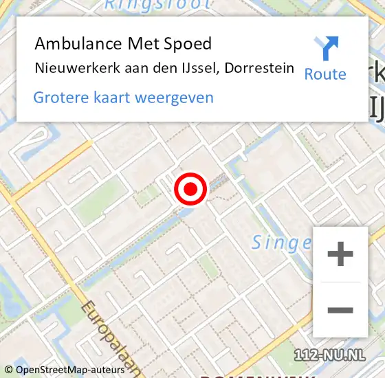 Locatie op kaart van de 112 melding: Ambulance Met Spoed Naar Nieuwerkerk aan den IJssel, Dorrestein op 17 mei 2022 09:51