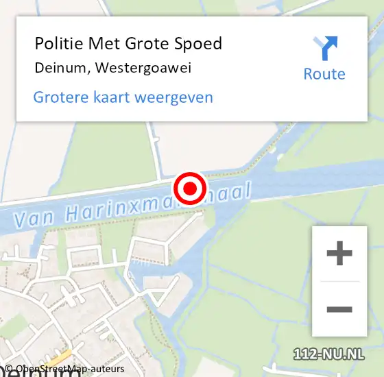 Locatie op kaart van de 112 melding: Politie Met Grote Spoed Naar Deinum, Westergoawei op 17 mei 2022 10:11