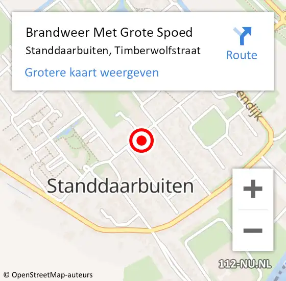 Locatie op kaart van de 112 melding: Brandweer Met Grote Spoed Naar Standdaarbuiten, Timberwolfstraat op 17 mei 2022 10:14