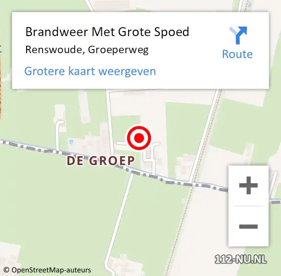 Locatie op kaart van de 112 melding: Brandweer Met Grote Spoed Naar Renswoude, Groeperweg op 17 mei 2022 10:18