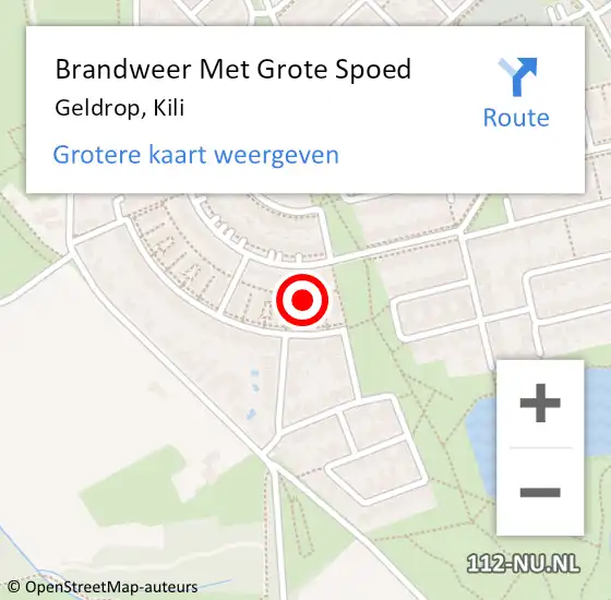 Locatie op kaart van de 112 melding: Brandweer Met Grote Spoed Naar Geldrop, Kili op 17 mei 2022 11:00