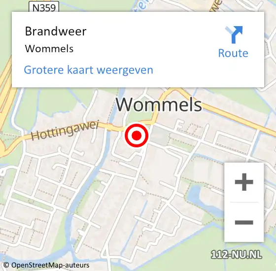 Locatie op kaart van de 112 melding: Brandweer Wommels op 17 juli 2014 15:16