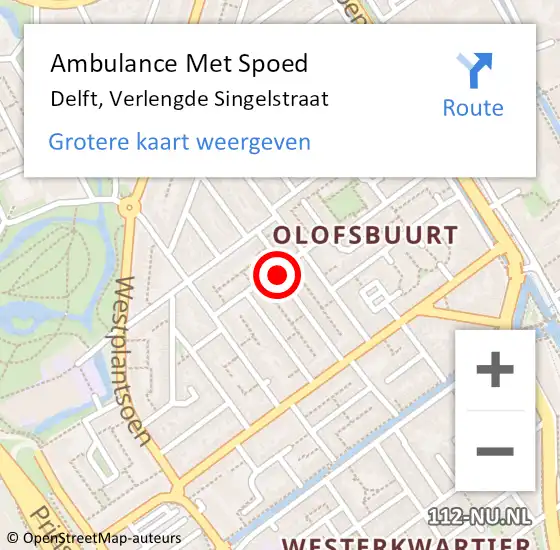 Locatie op kaart van de 112 melding: Ambulance Met Spoed Naar Delft, Verlengde Singelstraat op 17 mei 2022 11:21