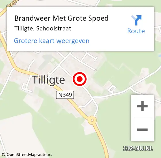 Locatie op kaart van de 112 melding: Brandweer Met Grote Spoed Naar Tilligte, Schoolstraat op 17 mei 2022 11:55