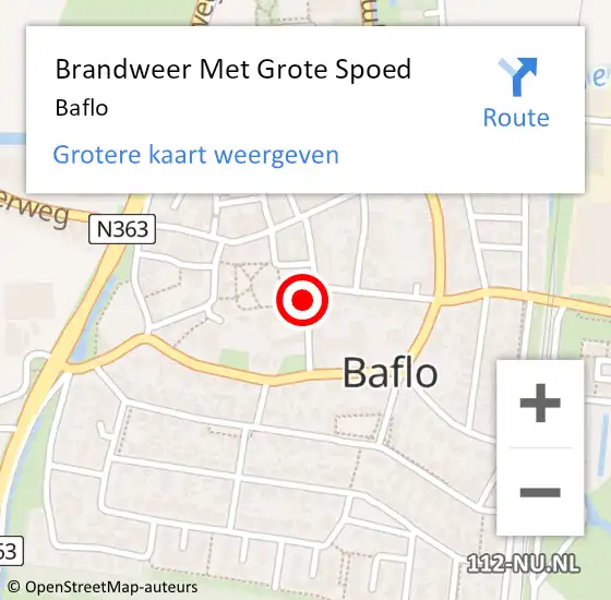 Locatie op kaart van de 112 melding: Brandweer Met Grote Spoed Naar Baflo op 17 mei 2022 11:55