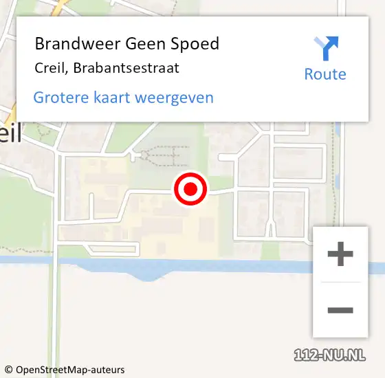 Locatie op kaart van de 112 melding: Brandweer Geen Spoed Naar Creil, Brabantsestraat op 17 mei 2022 12:05