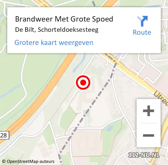 Locatie op kaart van de 112 melding: Brandweer Met Grote Spoed Naar De Bilt, Schorteldoeksesteeg op 17 mei 2022 12:17