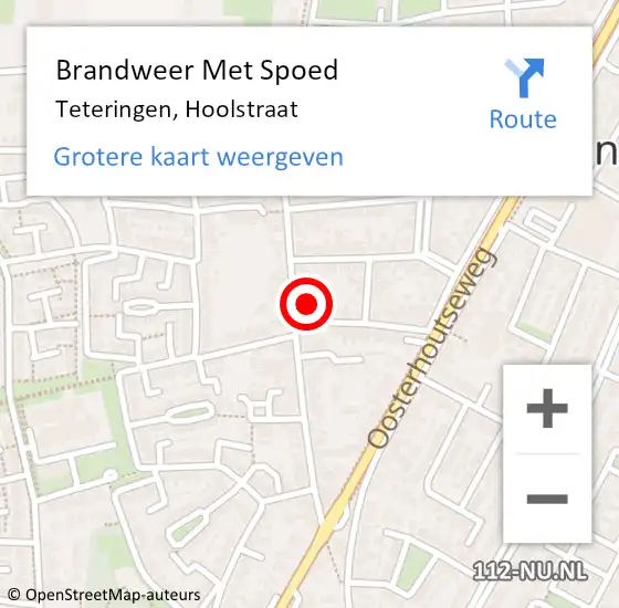 Locatie op kaart van de 112 melding: Brandweer Met Spoed Naar Teteringen, Hoolstraat op 17 mei 2022 12:31