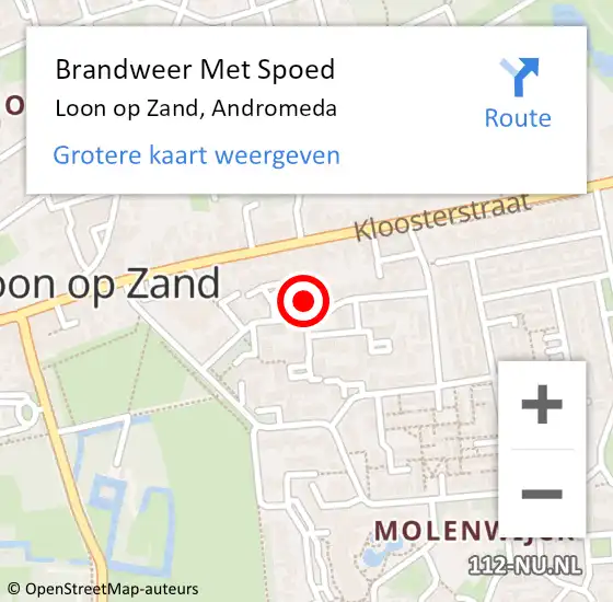 Locatie op kaart van de 112 melding: Brandweer Met Spoed Naar Loon op Zand, Andromeda op 17 mei 2022 12:36